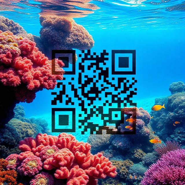 Artistic QR code with a coral reef pattern